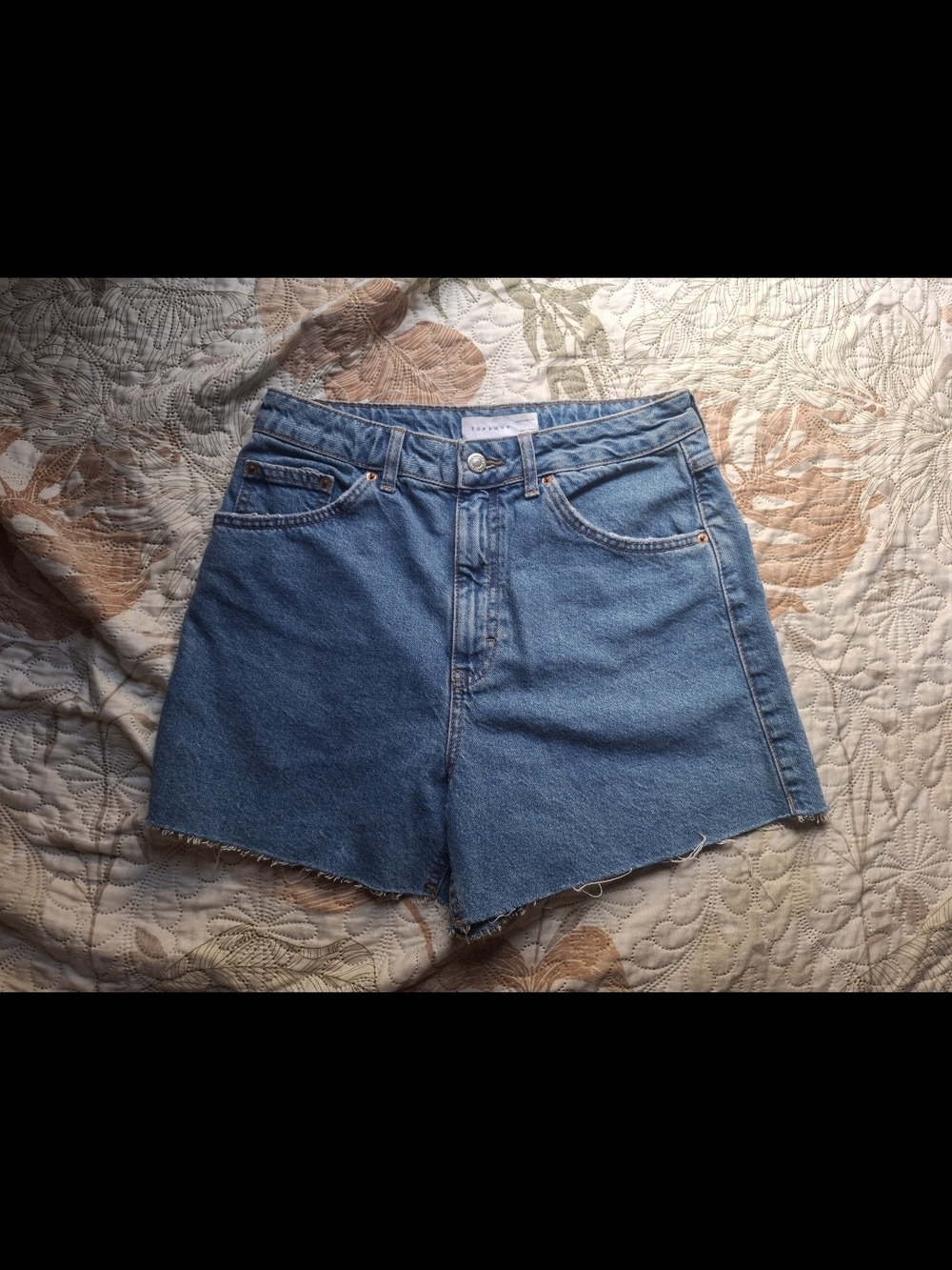 Topshop Medium Blue High-Rise Denim Shorts